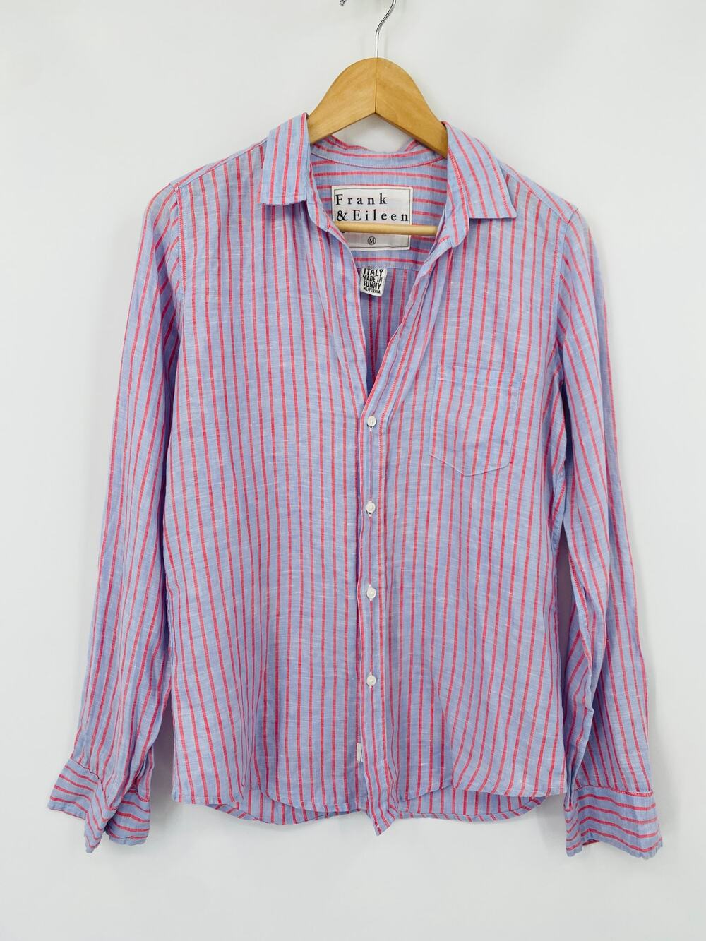 Frank & Eileen Blue Orange striped linen button down